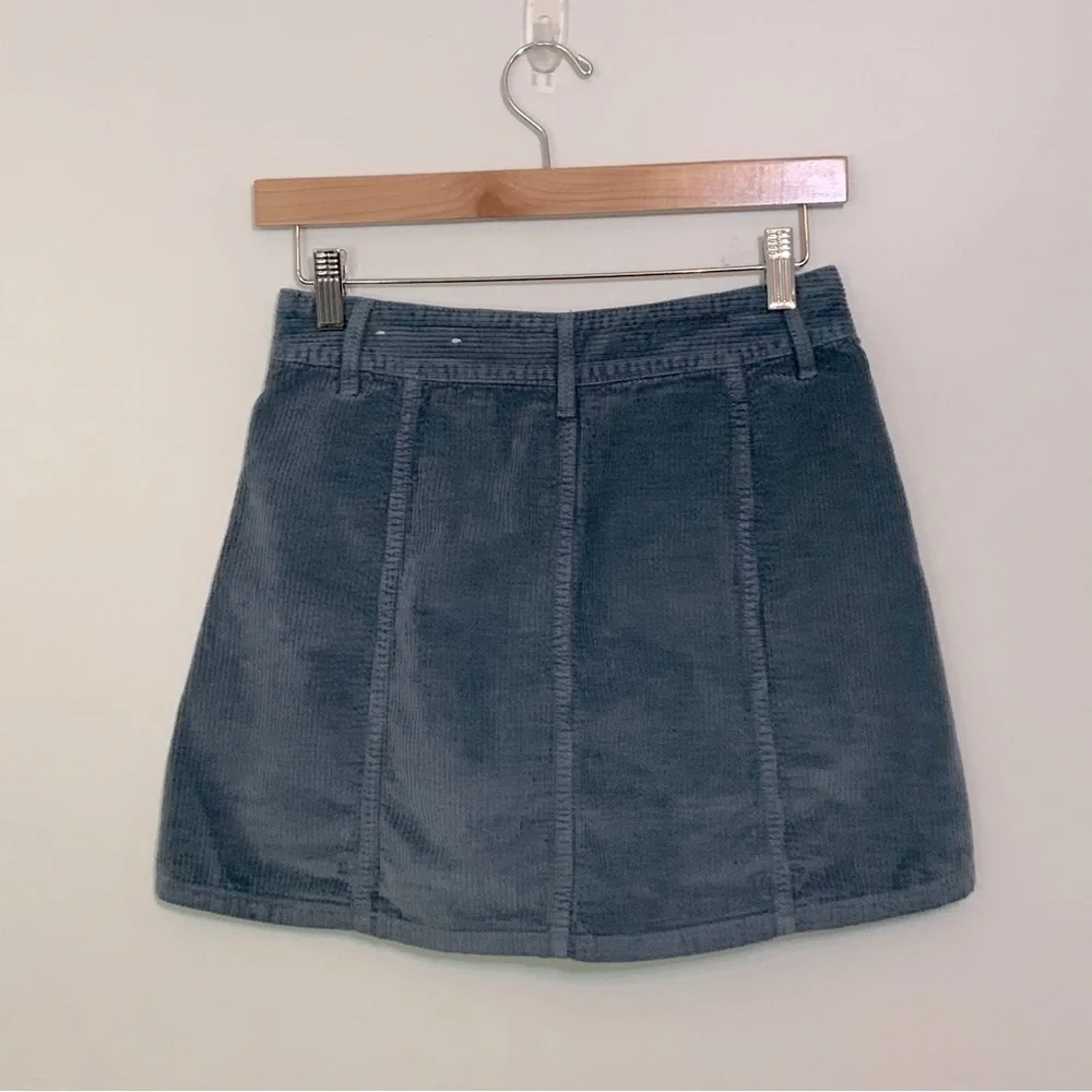 American Eagle High Waist A-line Corduroy Mini Skirt Size 2 Blue Clueless Preppy